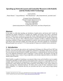 Speeding up Network Layout and Centrality Measures with Nodexl and the Nvidia CUDA Technology