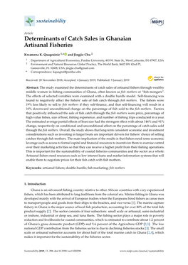 Determinants of Catch Sales in Ghanaian Artisanal Fisheries