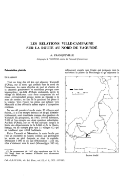 Les Relations Ville-Campagne Sur La Route Au Nord De Yaoundé
