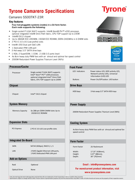 Camarero SS00TKT-23R Key Features Four Hot-Pluggable Systems (Nodes) in a 2U Form Factor