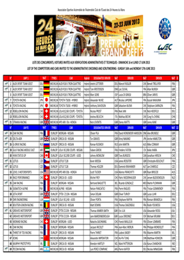 24Hauto 2013 Liste Composition Equipages \340 Jour Presse.Xls