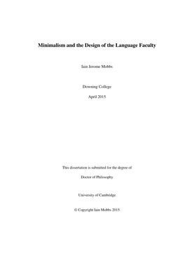 Minimalism and the Design of the Language Faculty