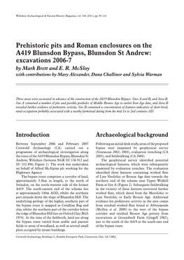 Prehistoric Pits and Roman Enclosures on the A419 Blunsdon Bypass, Blunsdon St Andrew: Excavations 2006-7 by Mark Brett and E