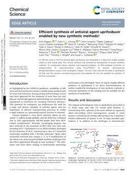 Efficient Synthesis of Antiviral Agent Uprifosbuvir Enabled by New