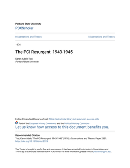 The PCI Resurgent: 1943-1945