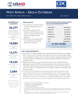 West Africa – Ebola Outbreak Fact Sheet #31, Fiscal Year (Fy) 2015 April 28, 2015