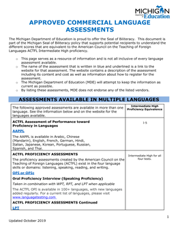 Seal of Biliteracy Assessment Resources