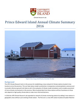 Prince Edward Island Annual Climate Summary 2016