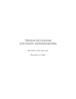 Thomas De Colmar and Payen Arithmometers