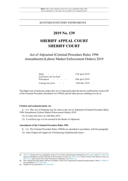 Act of Adjournal (Criminal Procedure Rules 1996 Amendment) (Labour Market Enforcement Orders) 2019