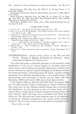 Aconite Arrow Poison in the Old and New World