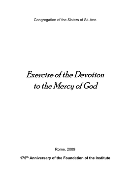 Exercise of the Devotion to the Mercy of God