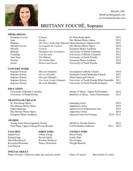 BRITTANY FOUCHÉ, Soprano