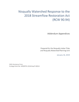 Nisqually Watershed Response to the 2018 Streamflow Restoration Act (RCW 90.94)