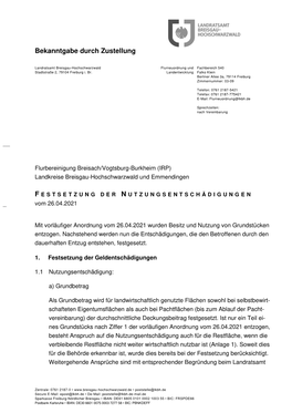 Landratsamt Breisgau-Hochschwarzwald Flurneuordnung Und Fachbereich 540 Stadtstraße 2, 79104 Freiburg I