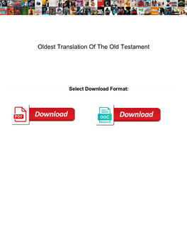 Oldest Translation of the Old Testament