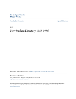 New Student Directory, 1955-1956