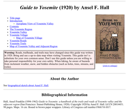 Guide to Yosemite (1920) by Ansel F. Hall
