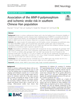 Association of the MMP-9 Polymorphism and Ischemic Stroke