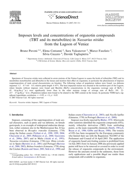 Imposex Levels and Concentrations of Organotin Compounds (TBT and Its Metabolites) in Nassarius Nitidus from the Lagoon of Venice