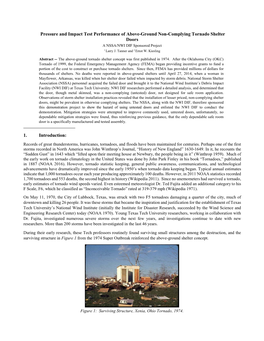 Pressure and Impact Test Performance of Above-Ground Non-Complying Tornado Shelter Doors a NSSA/NWI DIF Sponsored Project 1 Larry J