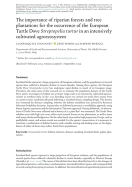 The Importance of Riparian Forests and Tree Plantations for the Occurrence of the European Turtle Dove Streptopelia Turtur in an Intensively Cultivated Agroecosystem