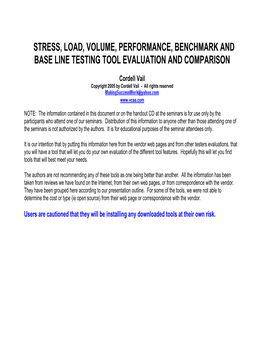 Load Testing, Performance Testing, Volume Testing, and Stress Testing
