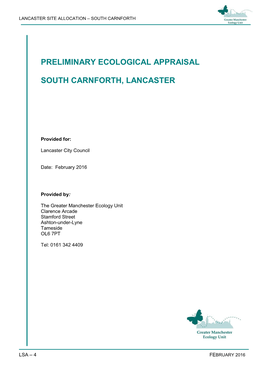 Preliminary Ecological Appraisal South Carnforth