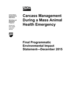 Carcass Management During a Mass Animal Health Emergency