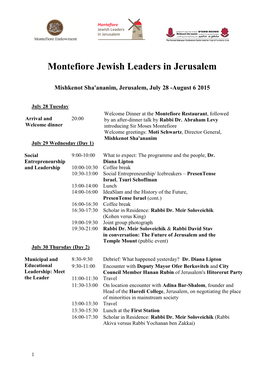 Montefiore Jewish Leaders in Jerusalem