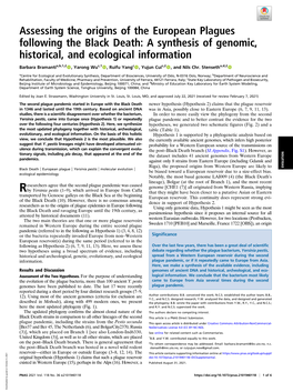 Assessing the Origins of the European Plagues Following the Black Death: a Synthesis of Genomic, Historical, and Ecological Information