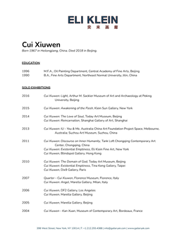 Cui Xiuwen Born 1967 in Heilongjiang, China