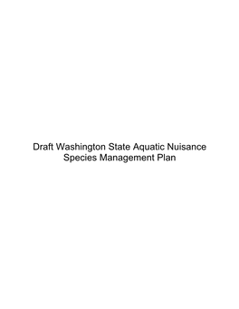 Draft Washington State Aquatic Nuisance Species Management Plan Acknowledgments