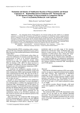 Mechanism and Kinetics of Stabilization Reaction of Polyacrylonitrile and Related Copolymers II