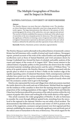 The Multiple Geographies of Peterloo and Its Impact in Britain