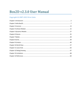 Box2d V2.3.0 User Manual