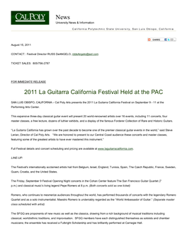 2011 La Guitarra California Festival Held at The