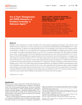 Use of Yeast Chemigenomics and COXEN Informatics in Preclinical