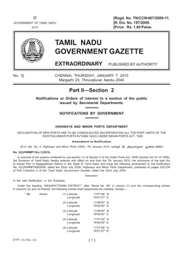 Tamil Nadu Government Gazette Extraordinary