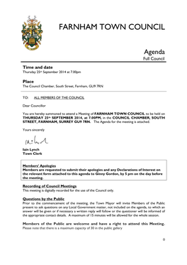 Council Meeting Agenda