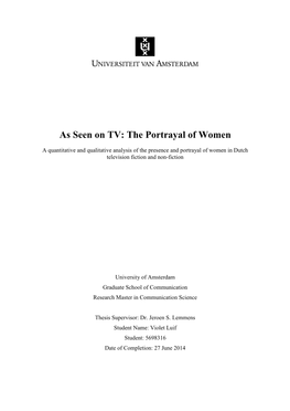 As Seen on TV: the Portrayal of Women