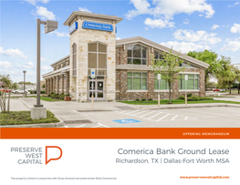 Comerica Bank Ground Lease Richardson, TX | Dallas-Fort Worth MSA