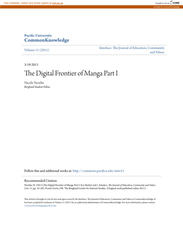 The Digital Frontier of Manga Part I Nicole Nowlin Berglund Student Fellow