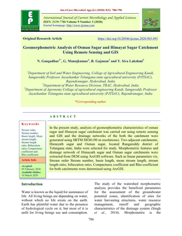 Geomorphometric Analysis of Osman Sagar and Himayat Sagar Catchment Using Remote Sensing and GIS