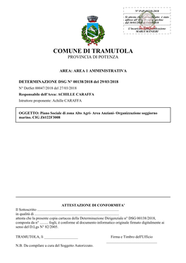 Determinazione N. 00138/2018 Del 29/03/2018