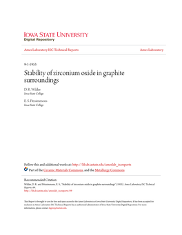 Stability of Zirconium Oxide in Graphite Surroundings D