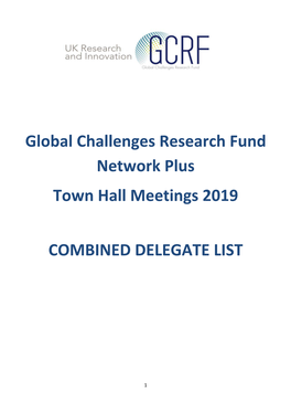 Global Challenges Research Fund Network Plus Town Hall Meetings 2019