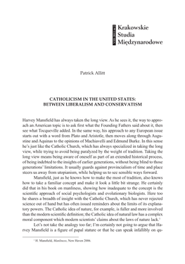 Catholicism in the United States: Between Liberalism and Conservatism