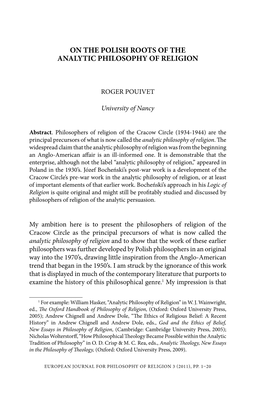 On the Polish Roots of the Analytic Philosophy of Religion