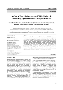 A Case of Brucellosis Associated with Histiocytic Necrotizing Lymphadenitis: a Diagnostic Pitfall